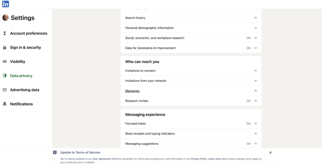 Social Media Privacy Settings- Linkedin